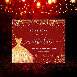 Quinceanera Rotgoldkleider Save the Date Flyer