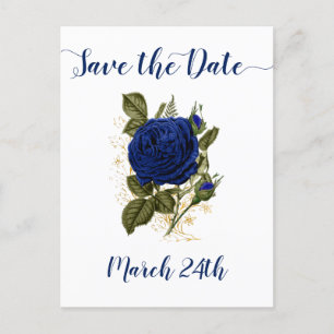 Quinceanera Royal Blau Floral Save the Date Ankündigungspostkarte