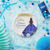 Quinceañera Royal Blue Blumen Aquarell Pappteller (Party)