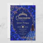 Quinceanera Royal Blue Einladung (Vorderseite)
