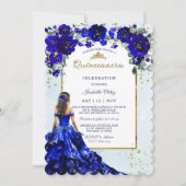 Quinceañera Royal Blue Einladung (Vorderseite)