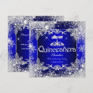 Quinceanera Royal Blue Fairytale Winter Wonderland Einladung