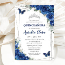 Quinceañera Royal Blue Floral Butterfells Geburtst