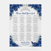 Quinceañera Royal Blue Floral Silver Sitzplatz Acrylschild (Vorderseite)