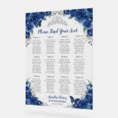 Quinceañera Royal Blue Floral Silver Sitzplatz Acrylschild (Winkel)