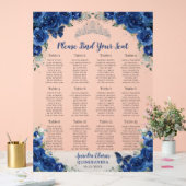 Quinceañera Royal Blue Floral Silver Sitzplatz Acrylschild (Hochzeit)