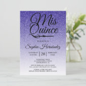 Quinceañera Royal Blue Glitzer 15. Geburtstag Einladung (Stehend Vorderseite)