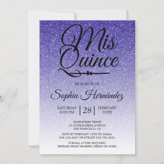 Quinceañera Royal Blue Glitzer 15. Geburtstag Einladung