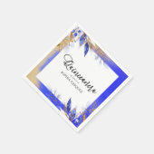 Quinceanera Royal Blue Gold Botanica Personalisier Serviette (Ecke)