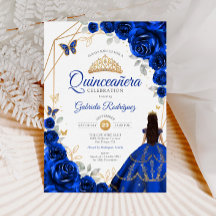 Quinceanera Royal Blue Gold Dress