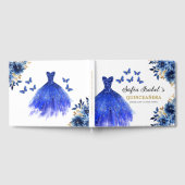 Quinceañera Royal Blue Gold Princess Butterfliegen Gästebuch (Voll)