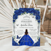 Quinceañera Royal Blue Rose Vintages Silber