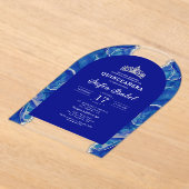 Quinceañera Royal Blue Silver Agate Elegant Acryleinladungen (Ablage )