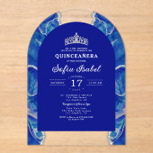 Quinceañera Royal Blue Silver Agate Elegant Acryleinladungen (Vorderseite)