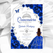 Quinceanera Royal Blue Silver Dress Einladung