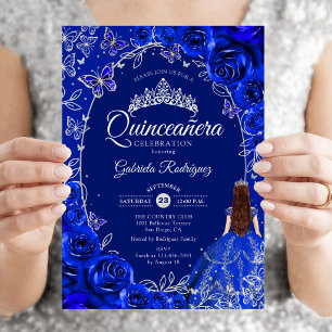 Quinceanera Royal Blue Silver Einladung