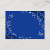 Quinceanera Royal Blue Silver Floral Details Begleitkarte (Rückseite)
