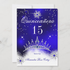 Quinceanera Royal Blue Snowflake 15. Geburtstag Einladung