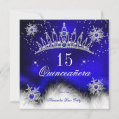 Quinceanera Royal Blue Snowflake 15. Geburtstag Einladung (Vorderseite)