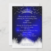 Quinceanera Royal Blue Snowflake Silver Dress Einladung (Rückseite)
