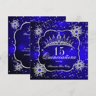 Quinceanera Royal Blue Snowflake Tiara 15. Party Einladung