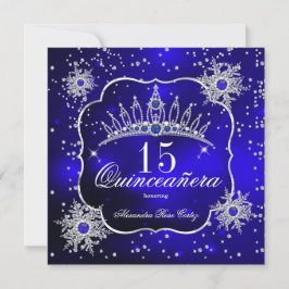 Quinceanera Royal Blue Snowflake Tiara 15. Party Einladung