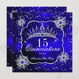 Quinceanera Royal Blue Snowflake Tiara 15. Party Einladung