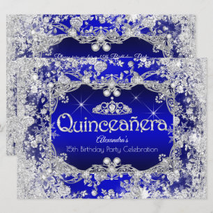 Quinceanera-Royalblau-Tiara Winterwunderland Einladung