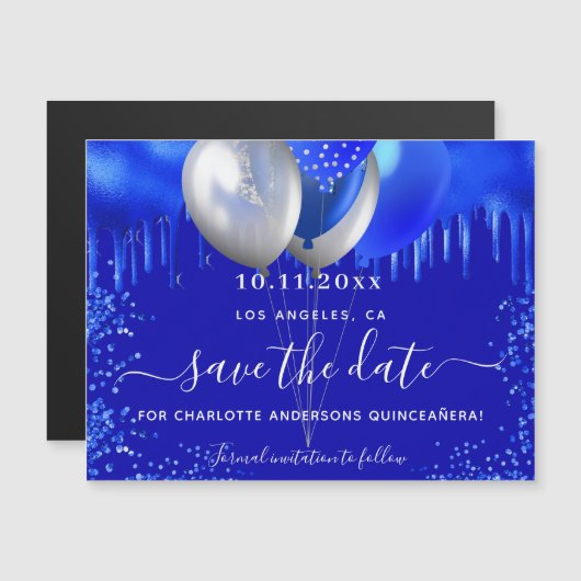 Quinceanera royblau speichern Datums-Magnet Magnetkarte (Vorne/Hinten)