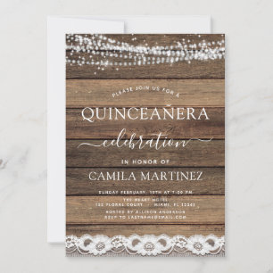 Quinceanera Rustikale Bauernhof-Spitze Einladung
