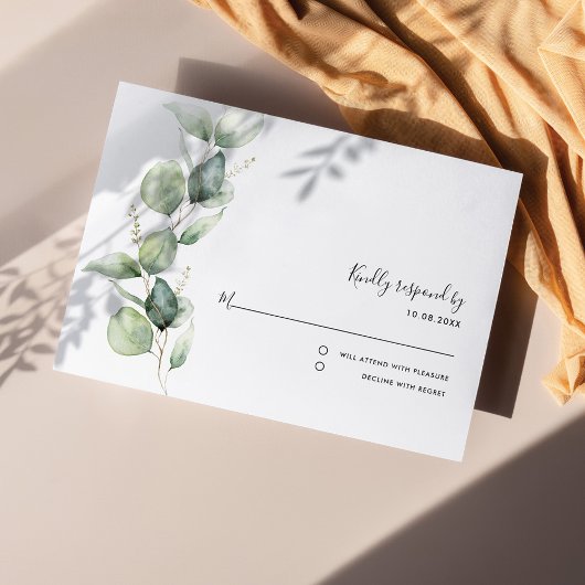 Quinceanera Rustikaler Eukalyptus 15. Geburtstag RSVP Karte