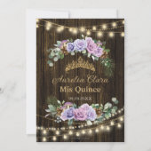 Quinceañera Rustikaler Lila Blumenwald Einladung (Rückseite)
