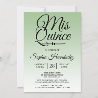 Quinceañera Sage Green 15. Geburtstag Einladung