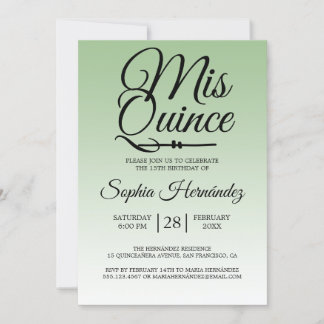 Quinceañera Sage Green 15. Geburtstag Einladung