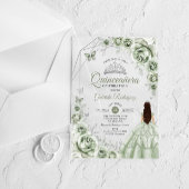 Quinceanera Sage Green Dress Floral Silver Acryleinladungen