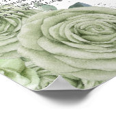 Quinceañera Sage Green Floral Silver Seating Chart Poster (Ecke)