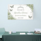 Quinceañera Sage Green Floral Willkommen Hintergru Banner (Messeveranstaltung)