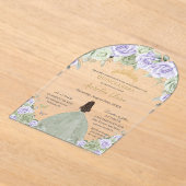Quinceañera Sage Green Lila Lilac Floral Arch Acryleinladungen (Ablage )