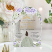 Quinceañera Sage Green Lila Lilac Floral Arch Acryleinladungen