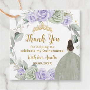 Quinceañera Sage Green Lila Lilac Floral Geschenkanhänger