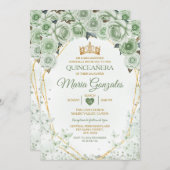 Quinceañera Sage Green Mexican Butterfly Einladung (Vorne/Hinten)