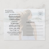 Quinceañera Save the Date 2 Foto Minimalistisch Ankündigungspostkarte (Rückseite)