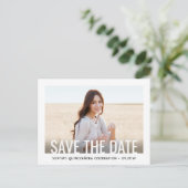 Quinceañera Save the Date 2 Foto Minimalistisch Ankündigungspostkarte (Stehend Vorderseite)