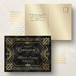 Quinceanera Save the Date Black Postcard Postkarte