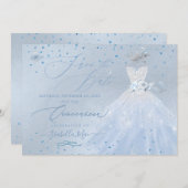 Quinceanera Save the Date Blue Silver Einladung (Vorne/Hinten)