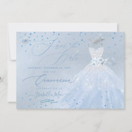 Quinceanera Save the Date Blue Silver Einladung