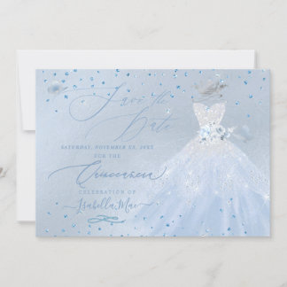 Quinceanera Save the Date Blue Silver Einladung