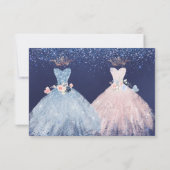 Quinceanera Save the Date Blush Dusty Blue Gowns Einladung (Rückseite)