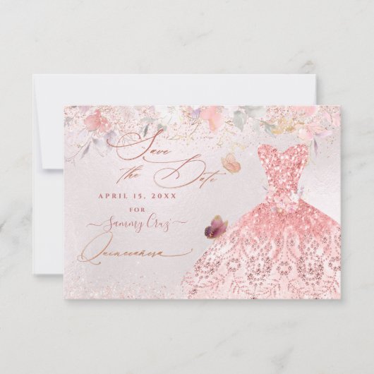 Quinceanera Save the Date Blush Pink Dress (Vorderseite)