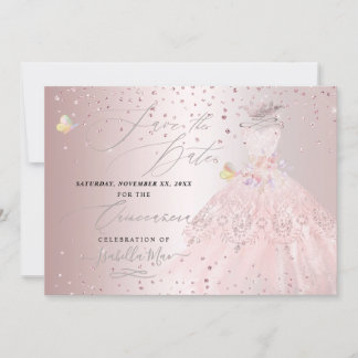 Quinceanera Save the Date Blush Rose Platterbsen Einladung